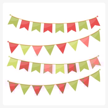 Colorful bunting for decoration of invitations, greeting cards etc, bunting flags, Christmas colors vector