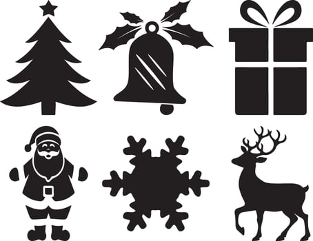 Minimalist Christmas Clipart, Black Silhouettes vector