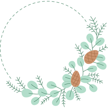 a wreath with pine cones and leaves png