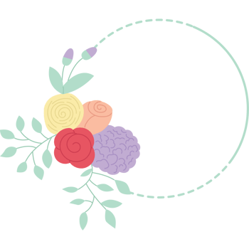 a mixed flower wreath frame png