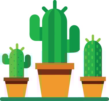 Small cactus plant with three green flowers in a pot vector