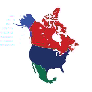 North America map illustration. Colorful North America map vector