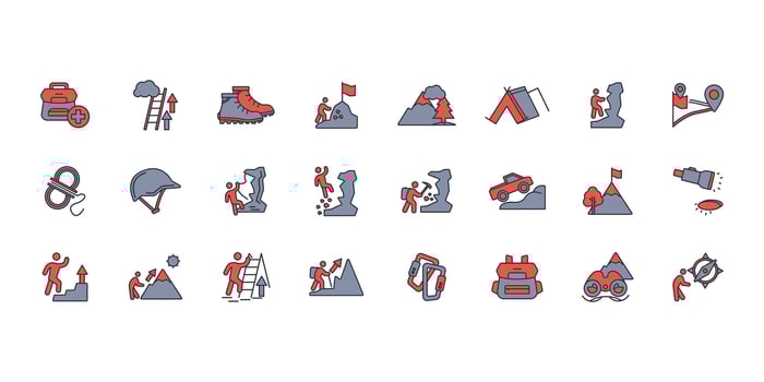 Climbing icon set..Editable stroke.linear style sign for use web design,logo.Symbol illustration. vector
