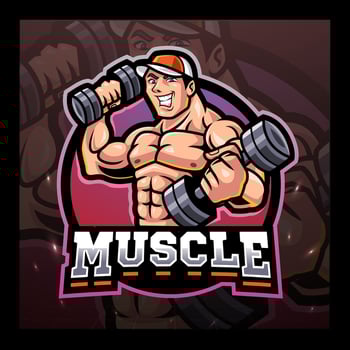 Muscle e sport logo mascot design vector