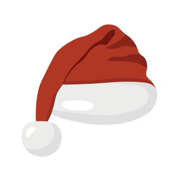 Red Santa hat on white background, flat , isolate on white vector