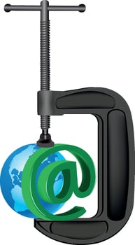 Email sign with a globe vector