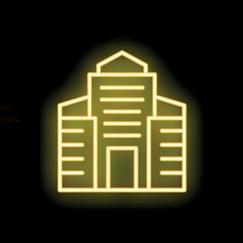 Yellow neon sign of generic office building on black background vector
