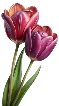 Bright Color Tulip Flower for Print Design with Transparent Background png