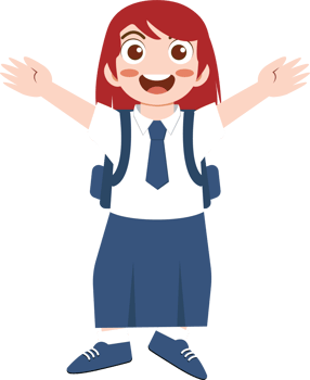 Joyful Girl in School Uniform Illustration png