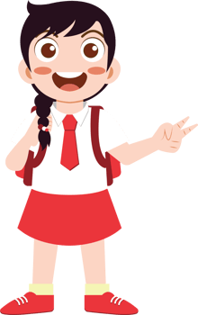 Cheerful School Girl with Backpack and Peaceful Hands png