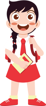 Happy School Girl with Backpack and Book png