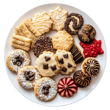 Christmas delicious cookies plate isolate on transparent background png