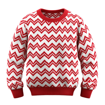 Red sweetshirt with white pattern 3D isolate on transparent background png
