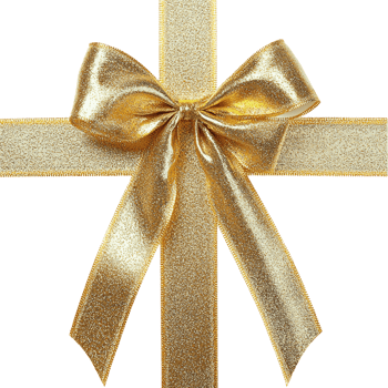 Christmas Gift gold Bow and ribbon isolate on transparent background png