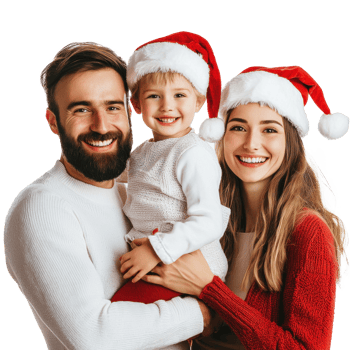 Happy family celebrate Christmas isolate on transparent background png
