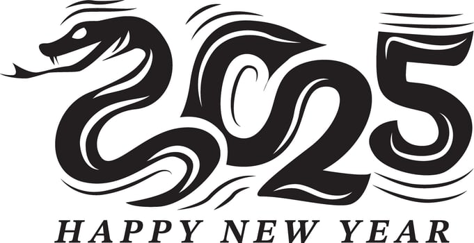 Illustration material expressing 2025 and the zodiac snake vector