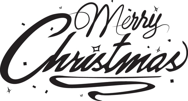 Merry christmas lettering design with black and white vector
