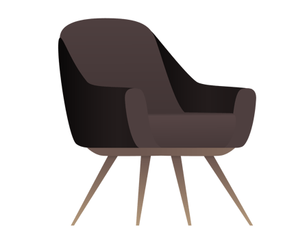The brown designer single seat for sitting room 60s 70s retro style home interior design png