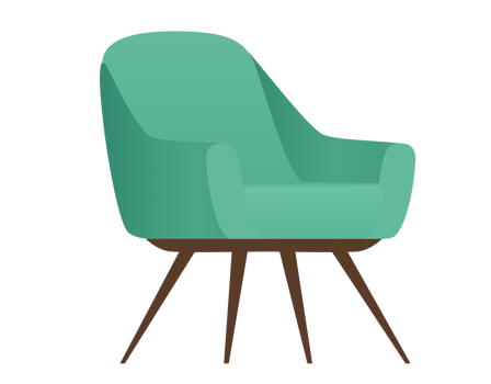 The green designer single seat for sitting room 60s 70s retro style home interior design png