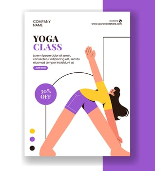 Flat Cartoon Social Media Vertical Poster Featuring Yoga and Meditation vector