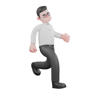 Cartoon Movie Director. A male producer runs with both hands clenched. Professional Illustration png