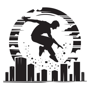 Parkour Athlete in Motion Silhouette vector