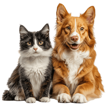 A dog and a cat sitting next to each other png