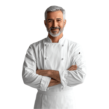 Portrait of a chef with arms crossed on black background png