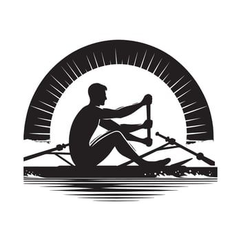 Rowing Athlete in Action Silhouette vector