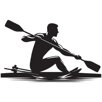 Rowing Athlete Silhouette in Motion vector