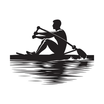 Black Silhouette of Rowing Exercise vector
