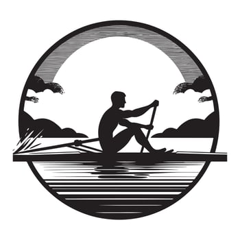 Black Silhouette of Rowing Athlete vector