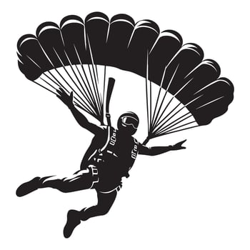 Freefalling Skydiving Silhouette on White Background vector
