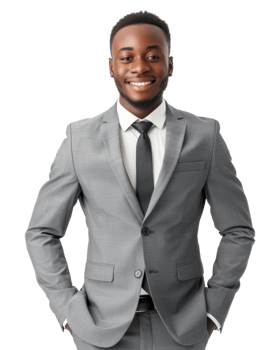 Young professional with a confident smile isolated on transparent background png