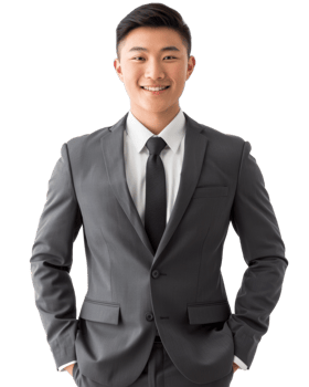 Businessman in a dark gray suit isolated on transparent background png