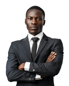 Business man in a dark suit isolated on transparent background png