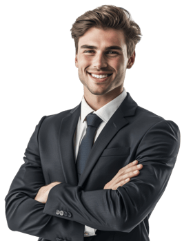 Smiling man in a suit isolated on transparent background png