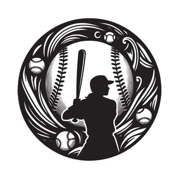 Softball Catching Silhouette on White Background vector