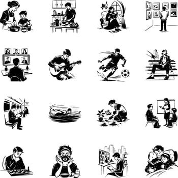 Pack of People Activities Hand Drawn Style Illustrations vector
