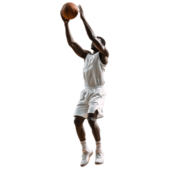 Athlete Performing a Basketball Shot Isolated on Transparent Background png