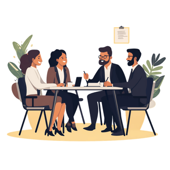 Business Group Discussion in Progress Isolated on Transparent Background png
