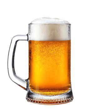 A refreshing mug of golden beer with frothy foam on top, perfect for relaxation. png