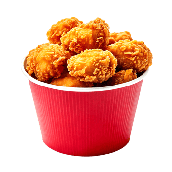 A vibrant bucket filled with crispy fried chicken pieces, perfect for any meal. png