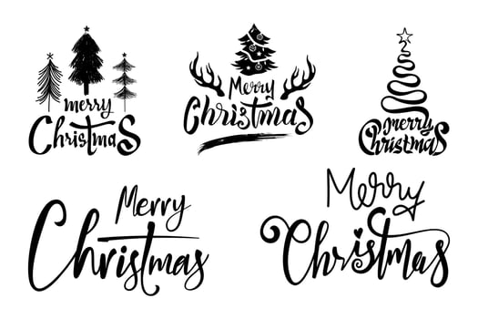 merry christmas hand lettering text calligraphy typography vector
