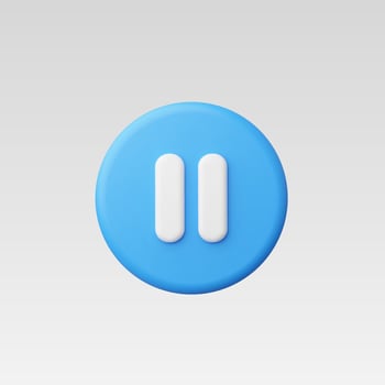 3d Realistic Blue Pause Icon illustration vector