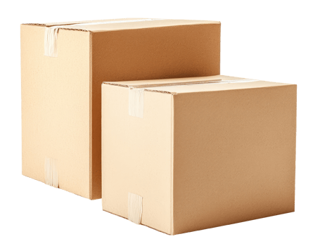 Two closed cardboard ready for moving isolated on transparent background png