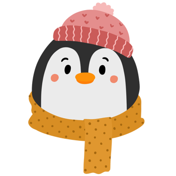Cute Winter Penguin Wearing Winter Attire png