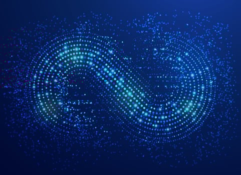 concept of multiverse or big data, graphic of dotted infinity sign in futuristic style vector