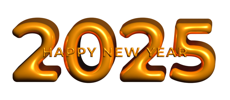 Happy New Year 2025 Golden 3D Numbers. 3D Render Illustration png