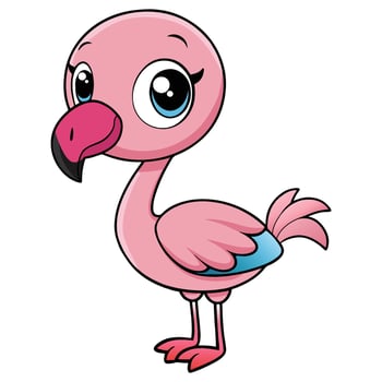Cute Cartoon-Style Pink Flamingo vector